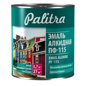 Эмаль алкидная ПФ-115 темно-серая 0,8 кг Palitra